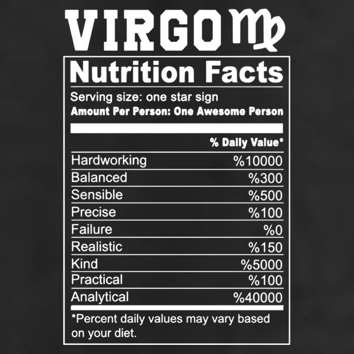 Virgo Nutrition Facts Cool Gift 7 Panel Mesh Trucker Snapback Hat