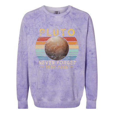 Vintage Never Forget Pluto Funny Space Science Lover Colorblast Crewneck Sweatshirt