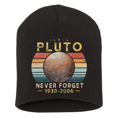 Vintage Never Forget Pluto Funny Space Science Lover Short Acrylic Beanie