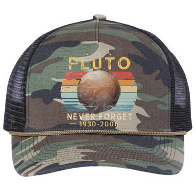 Vintage Never Forget Pluto Funny Space Science Lover Retro Rope Trucker Hat Cap