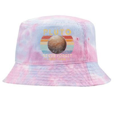 Vintage Never Forget Pluto Funny Space Science Lover Tie-Dyed Bucket Hat