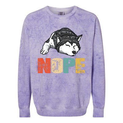 Vintage Nope Funny Siberian Husky Dog Lover Colorblast Crewneck Sweatshirt