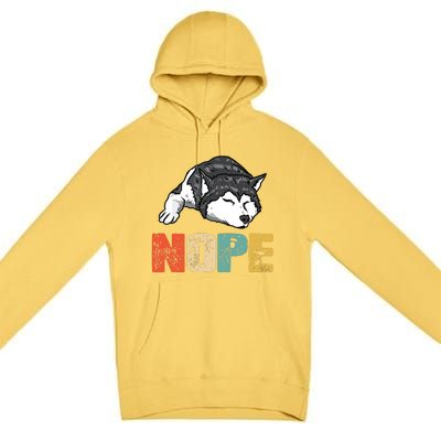 Vintage Nope Funny Siberian Husky Dog Lover Premium Pullover Hoodie