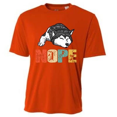 Vintage Nope Funny Siberian Husky Dog Lover Cooling Performance Crew T-Shirt