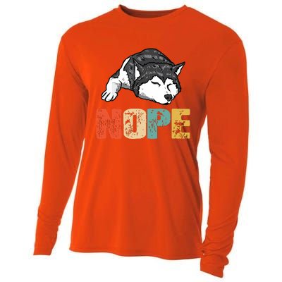 Vintage Nope Funny Siberian Husky Dog Lover Cooling Performance Long Sleeve Crew