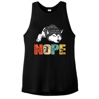 Vintage Nope Funny Siberian Husky Dog Lover Ladies PosiCharge Tri-Blend Wicking Tank