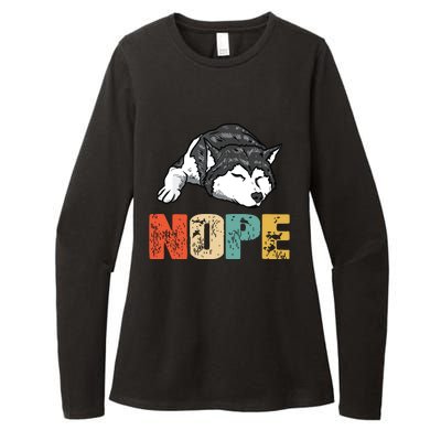 Vintage Nope Funny Siberian Husky Dog Lover Womens CVC Long Sleeve Shirt