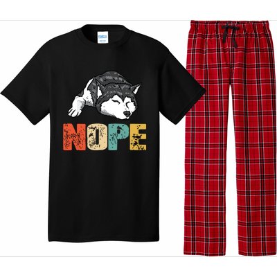 Vintage Nope Funny Siberian Husky Dog Lover Pajama Set