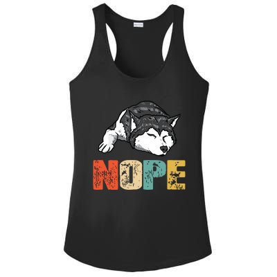 Vintage Nope Funny Siberian Husky Dog Lover Ladies PosiCharge Competitor Racerback Tank