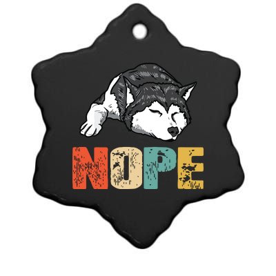 Vintage Nope Funny Siberian Husky Dog Lover Ceramic Star Ornament