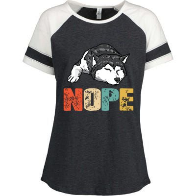 Vintage Nope Funny Siberian Husky Dog Lover Enza Ladies Jersey Colorblock Tee