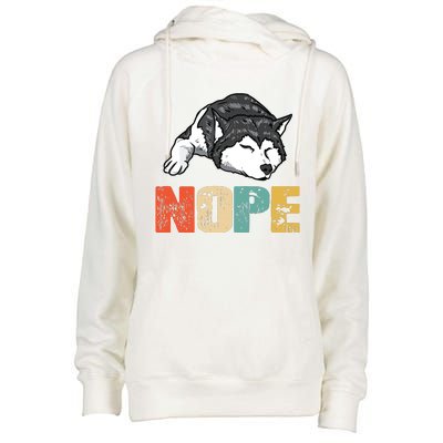 Vintage Nope Funny Siberian Husky Dog Lover Womens Funnel Neck Pullover Hood