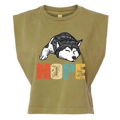 Vintage Nope Funny Siberian Husky Dog Lover Garment-Dyed Women's Muscle Tee