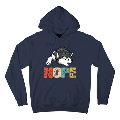 Vintage Nope Funny Siberian Husky Dog Lover Hoodie