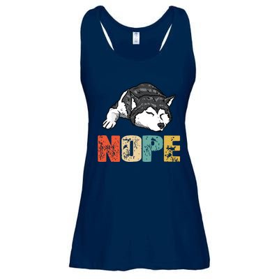 Vintage Nope Funny Siberian Husky Dog Lover Ladies Essential Flowy Tank