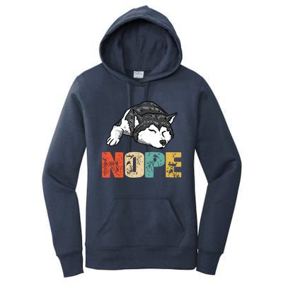 Vintage Nope Funny Siberian Husky Dog Lover Women's Pullover Hoodie