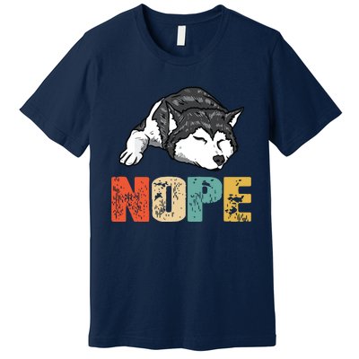 Vintage Nope Funny Siberian Husky Dog Lover Premium T-Shirt