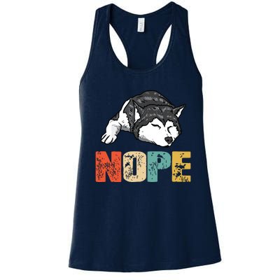 Vintage Nope Funny Siberian Husky Dog Lover Women's Racerback Tank