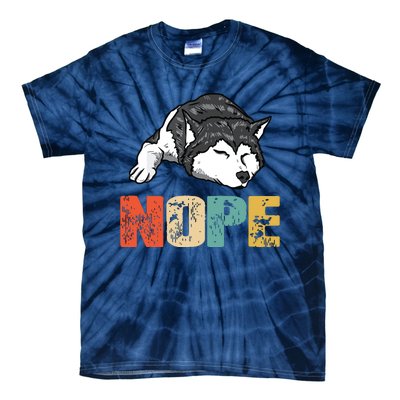 Vintage Nope Funny Siberian Husky Dog Lover Tie-Dye T-Shirt