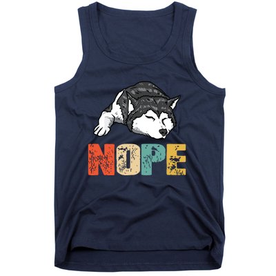 Vintage Nope Funny Siberian Husky Dog Lover Tank Top