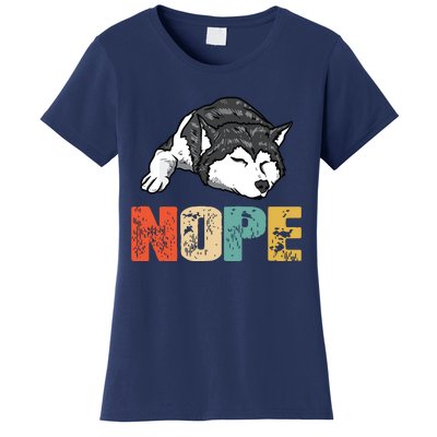 Vintage Nope Funny Siberian Husky Dog Lover Women's T-Shirt