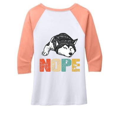 Vintage Nope Funny Siberian Husky Dog Lover Women's Tri-Blend 3/4-Sleeve Raglan Shirt