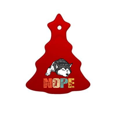 Vintage Nope Funny Siberian Husky Dog Lover Ceramic Tree Ornament