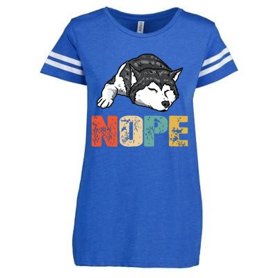 Vintage Nope Funny Siberian Husky Dog Lover Enza Ladies Jersey Football T-Shirt