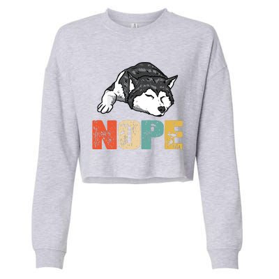 Vintage Nope Funny Siberian Husky Dog Lover Cropped Pullover Crew