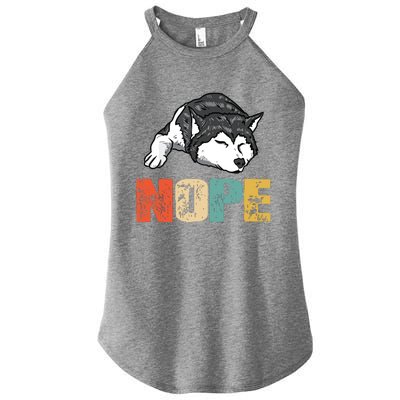 Vintage Nope Funny Siberian Husky Dog Lover Women's Perfect Tri Rocker Tank