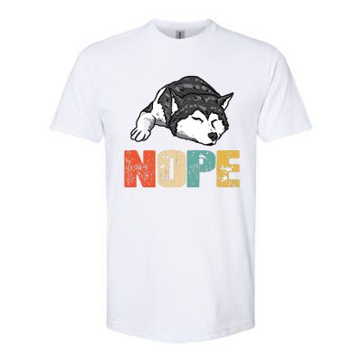 Vintage Nope Funny Siberian Husky Dog Lover Softstyle CVC T-Shirt