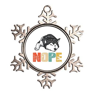 Vintage Nope Funny Siberian Husky Dog Lover Metallic Star Ornament