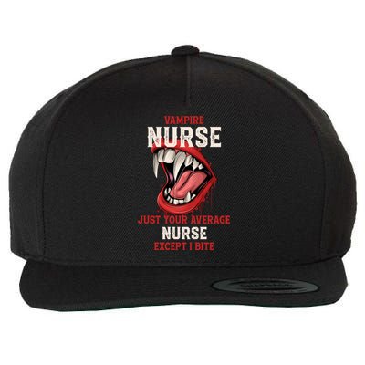 Vampire Nurse Halloween Nursing Scary Rn Work Blood Sucker Gift Wool Snapback Cap