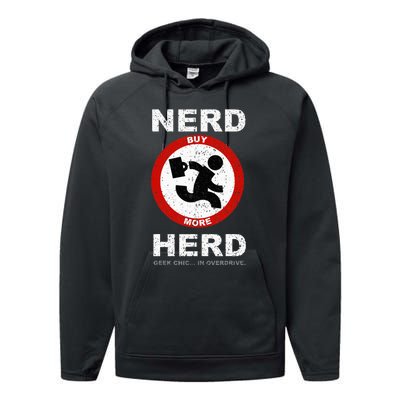 Vintage Nerd Herd Geek Chic In Overdrive Performance Fleece Hoodie