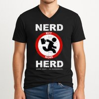 Vintage Nerd Herd Geek Chic In Overdrive V-Neck T-Shirt