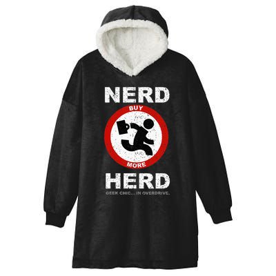 Vintage Nerd Herd Geek Chic In Overdrive Hooded Wearable Blanket