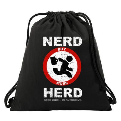 Vintage Nerd Herd Geek Chic In Overdrive Drawstring Bag