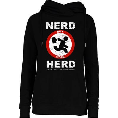 Vintage Nerd Herd Geek Chic In Overdrive Womens Funnel Neck Pullover Hood