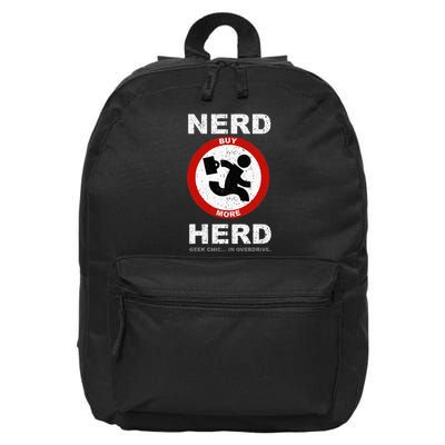 Vintage Nerd Herd Geek Chic In Overdrive 16 in Basic Backpack