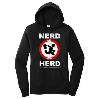 Vintage Nerd Herd Geek Chic In Overdrive Women's Pullover Hoodie