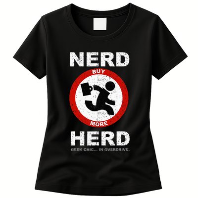 Vintage Nerd Herd Geek Chic In Overdrive Womens T-Shirt