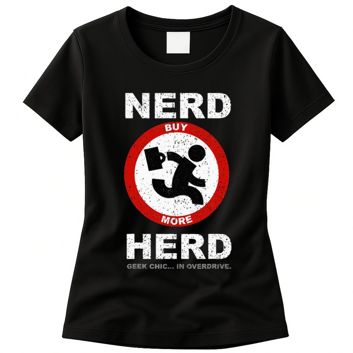 Vintage Nerd Herd Geek Chic In Overdrive Womens T-Shirt