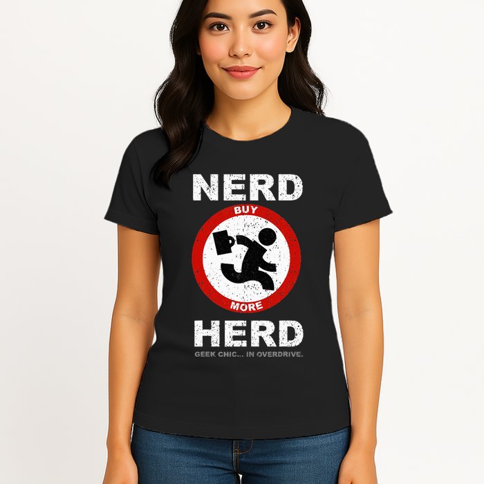 Vintage Nerd Herd Geek Chic In Overdrive Womens T-Shirt