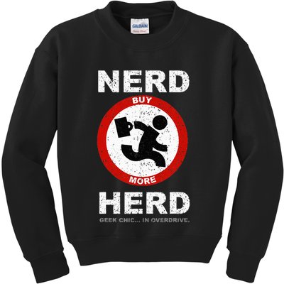 Vintage Nerd Herd Geek Chic In Overdrive Kids Sweatshirt