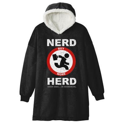 Vintage Nerd Herd Geek Chic In Overdrive Hooded Wearable Blanket