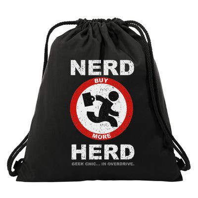 Vintage Nerd Herd Geek Chic In Overdrive Drawstring Bag