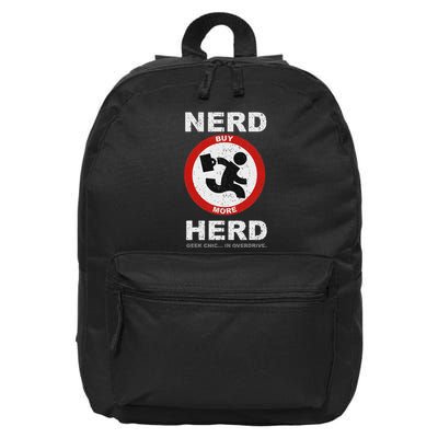 Vintage Nerd Herd Geek Chic In Overdrive 16 in Basic Backpack