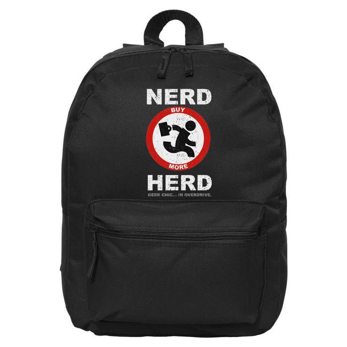 Vintage Nerd Herd Geek Chic In Overdrive 16 in Basic Backpack
