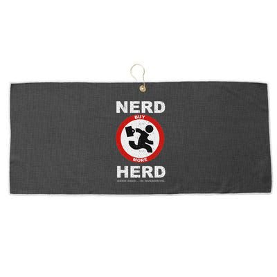 Vintage Nerd Herd Geek Chic In Overdrive Large Microfiber Waffle Golf Towel