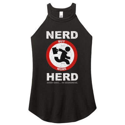 Vintage Nerd Herd Geek Chic In Overdrive Women's Perfect Tri Rocker Tank